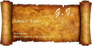 Gansl Ida névjegykártya